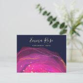 Artistieke roze Waterverf Gold Splatter Briefkaart (Staand voorkant)