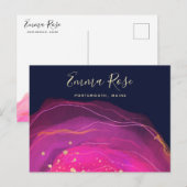 Artistieke roze Waterverf Gold Splatter Briefkaart (Voorkant / Achterkant)