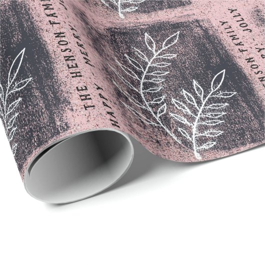 Artistieke roze witte Twig Kerstmis Cadeaupapier (Rol Hoek)