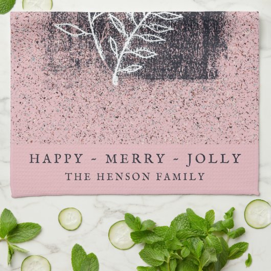 Artistieke roze witte Twig Kerstmis Theedoek (Gevouwen)