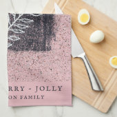 Artistieke roze witte Twig Kerstmis Theedoek (Quarter Fold)