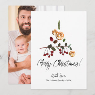 Artistieke Rustieke Boom gebladerte Vrolijke Kerst Feestdagenkaart