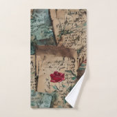 Artistieke rustieke oude papieren Rode roos patroo Bad Handdoek (Handdoek)