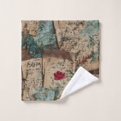 Artistieke rustieke oude papieren Rode roos patroo Bad Handdoek (Wasdoekje)