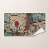 Artistieke rustieke oude papieren Rode roos patroo Bad Handdoek (Handdoek)