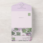 Artistieke Sage Green Paarse bruiloft All In One Uitnodiging (Buitenkant)