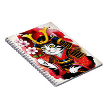 Artistieke Samurai Kat Kersenbloesem Voor Journale