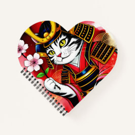 Artistieke Samurai Kat Kersenbloesem Voor Journale Notitieboek