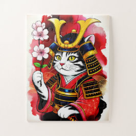Artistieke Samurai Kat Kersenbloesem Voor Volwasse Legpuzzel