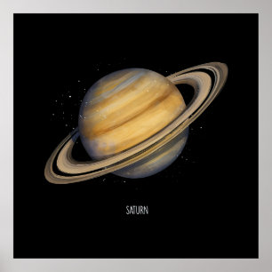 Artistieke Saturnus met levendige ringen Poster