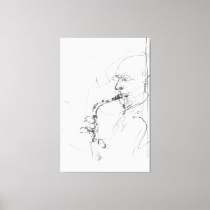 Artistieke saxofonistische schets - canvas afdruk