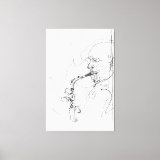 Artistieke saxofonistische schets - canvas afdruk