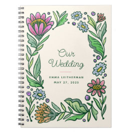 Artistieke Scandinavische Floral Wedding Planning Notitieboek