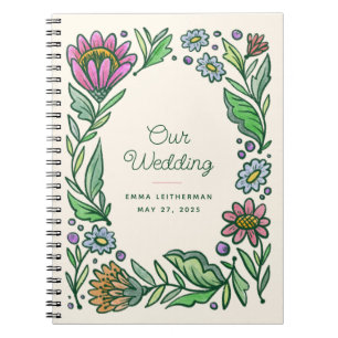 Artistieke Scandinavische Floral Wedding Planning Notitieboek