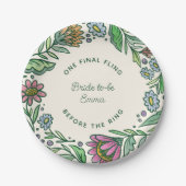 Artistieke Scandinavische Folklore Bloem Bruiloft Papieren Bordje (Voorkant)