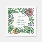 Artistieke Scandinavische Folklore Bloemrijke Brui Servet (Voorkant)