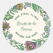 Artistieke Scandinavische Folklore Bruiloft Feest Ronde Sticker (Voorkant)