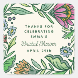 Artistieke Scandinavische Folkloristische Bruidsme Vierkante Sticker