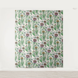 Artistieke Scandinavische folksy bloemenfoto achte Wandkleed