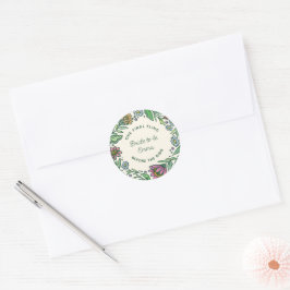 Artistieke Scandinavische Volkse Bloemachtige Brui Ronde Sticker