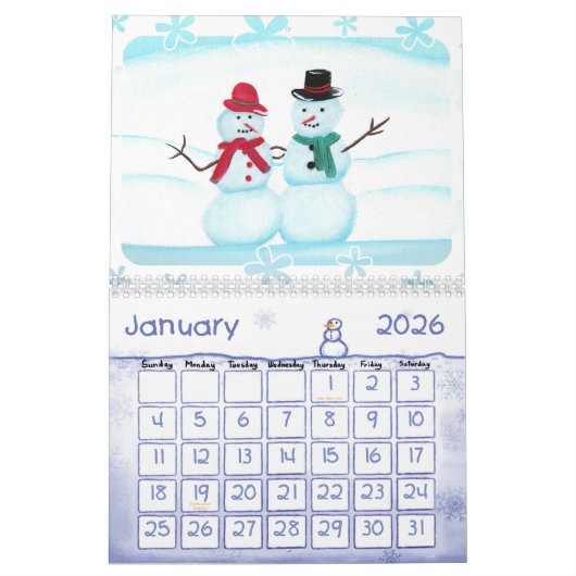 Artistieke scènes aangepaste gedrukte seizoenskale kalender (Jan 2026)