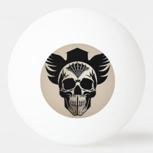 Artistieke Schedel Met Vleugels en Abstract Geomet Pingpongbal