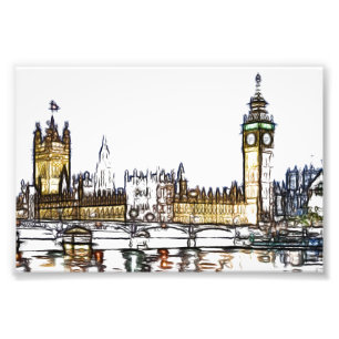 Artistieke schets van het Palace of Westminster Foto Afdruk