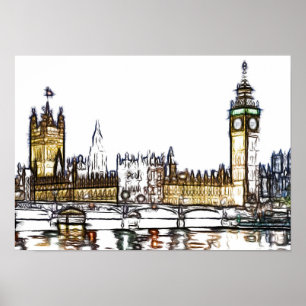 Artistieke schets van het Palace of Westminster Poster