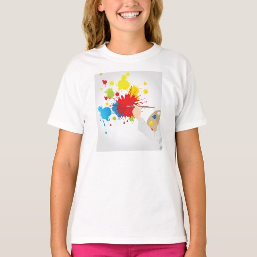 Artistieke schilderende meisjes T-Shirt (Voorkant)