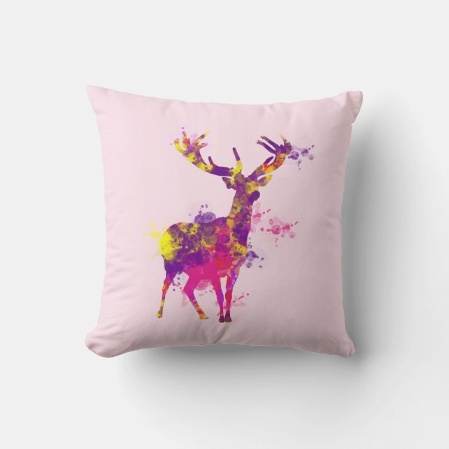 Artistieke schildersplatter Stag Deer Kussen (Voorkant)
