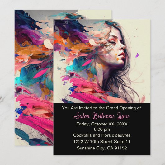 "Artistieke schoonheid: Uitnodiging tot grote open (Voorkant / Achterkant)