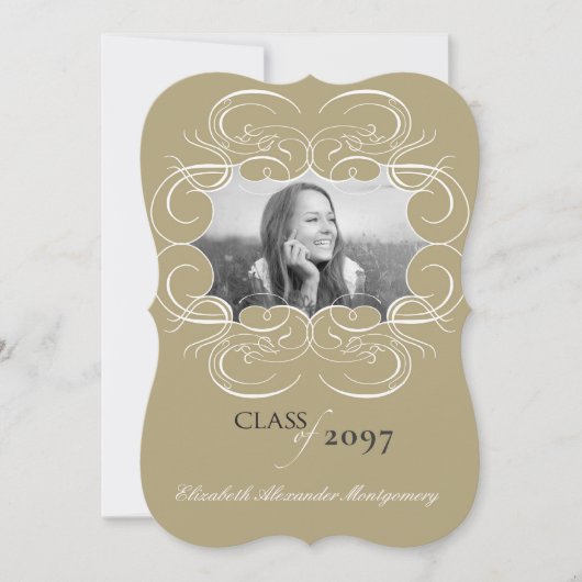 Artistieke scrollers Lijst Foto Graduy Party Kaart (Voorkant)