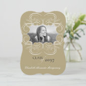 Artistieke scrollers Lijst Foto Graduy Party Kaart (Staand voorkant)