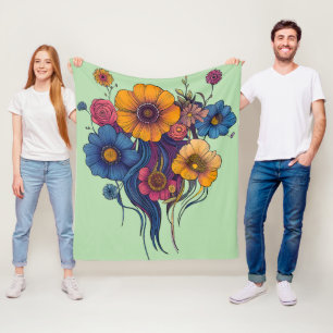 Artistieke set van prachtige bloemen fleece deken