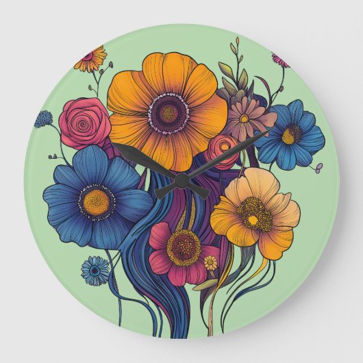 Artistieke set van prachtige bloemen grote klok (Voorkant)