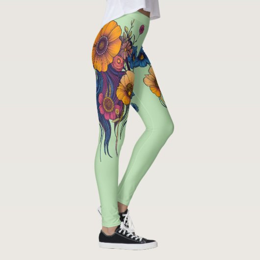 Artistieke set van prachtige bloemen leggings (Rechts)
