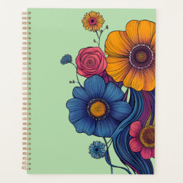 Artistieke set van prachtige bloemen planner