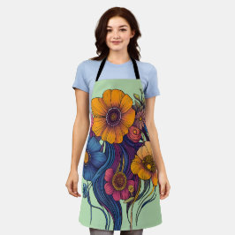 Artistieke set van prachtige bloemen schort