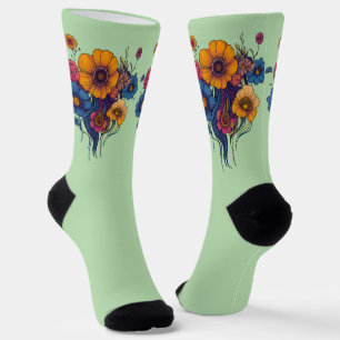 Artistieke set van prachtige bloemen sokken