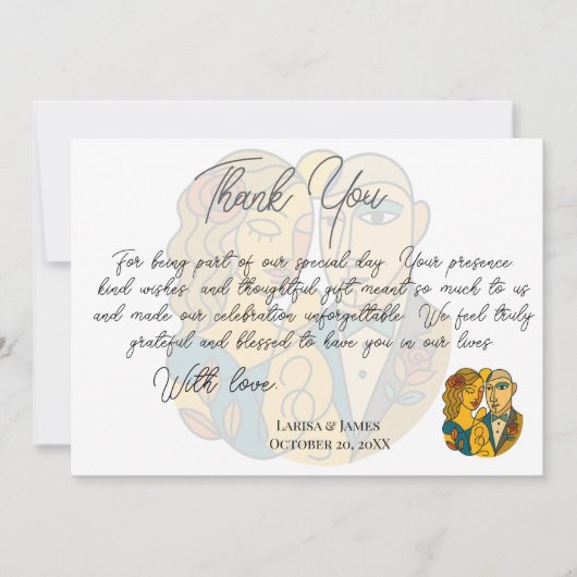 Artistieke silhouet bestemming bruiloft moderne ku bedankkaart (Voorkant)