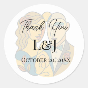 Artistieke silhouet bestemming bruiloft moderne ku ronde sticker