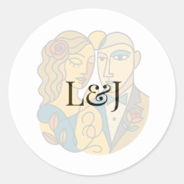 Artistieke silhouet bestemming bruiloft moderne ku ronde sticker