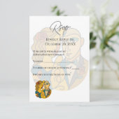 Artistieke silhouet bestemming bruiloft moderne ku RSVP kaartje (Staand voorkant)