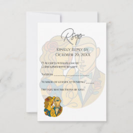 Artistieke silhouet bestemming bruiloft moderne ku RSVP kaartje