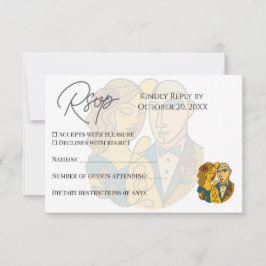 Artistieke silhouet bestemming bruiloft moderne ku RSVP kaartje