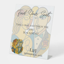 Artistieke Silhouette Bestemming Trouwtafel Teken Reclamebord Met Voetstuk