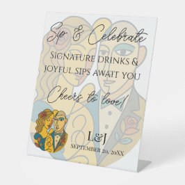 Artistieke Silhouette Bestemming Wedding Bar Sign Reclamebord Met Voetstuk