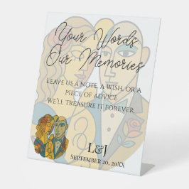 Artistieke Silhouette Destination Wedding Book Sig Reclamebord Met Voetstuk