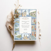 Artistieke Sitges Spanje Tegel Waterverf bruiloft Kaart