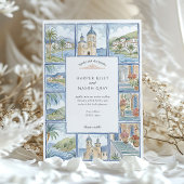 Artistieke Sitges Spanje Tegel Waterverf bruiloft Kaart